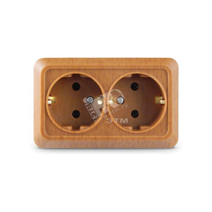 Розетка Олимп двойная с заземлением бук (UNIVersal) 7946758