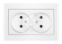 Розетка Бриллиант двойная без заземления с защитной шторкой белая (UNIVersal) 7947526