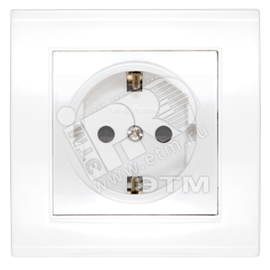 Розетка Бриллиант с заземлением с защитной шторкой белая (UNIVersal) 7947632