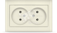 Розетка Бриллиант двойная без заземления с защитной шторкой слоновая кость (UNIVersal) 7948745