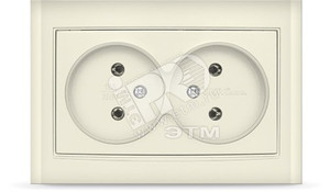 Розетка Бриллиант двойная без заземления с защитной шторкой слоновая кость (UNIVersal) 7948745