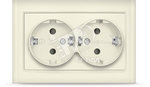 Розетка Бриллиант двойная с заземлением слоновая кость (UNIVersal) 7948752