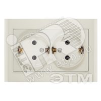 Розетка Бриллиант двойная с заземлением с защитной шторкой слоновая кость (UNIVersal) 7948769
