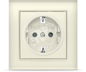 Розетка Бриллиант с заземлением слоновая кость (UNIVersal) 7948844