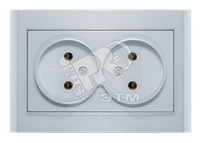 Розетка Бриллиант двойная без заземления серебро (UNIVersal) 7949766