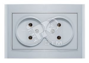 Розетка Бриллиант двойная без заземления серебро (UNIVersal) 7949766