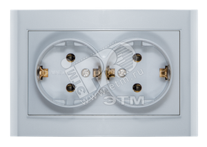 Розетка Бриллиант двойная с заземлением серебро (UNIVersal) 7949780