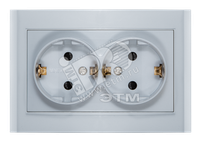 Розетка Бриллиант двойная с заземлением с защитной шторкой серебро (UNIVersal) 7949797