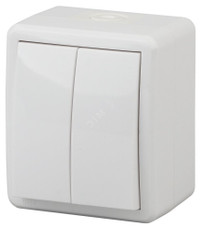 Выключатель двухклавишный наружный (открытой установки) IP54 белый 10А 250В винтовые зажимы ЭРА Эксперт 11-1404-01 (ЭРА) Б0020675