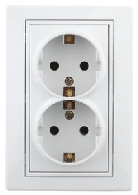 Розетка 2X2P+E Schuko, 16А-250В, СУ, Plano, белый, 1-205-01 (ЭРА) Б0027615