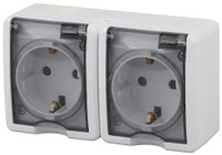 Розетка однофазная наружная (открытой установки) с заземлением без шторок белый 16А 250В IP54 винтовые клеммы 11-2403-01 Эра Эксперт (ЭРА) Б0020716