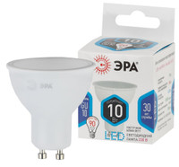 Лампа светодиодная LED 10 Вт 800Лм 4000К софит нейтральный GU10 170-265В LED MR16-10W-840-GU10 Standart (ЭРА) Б0032998