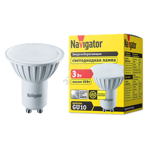 Лампа светодиодная LED 3вт 230в GU10 белая (Navigator Group) 94128