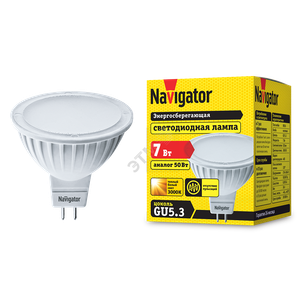 Лампа светодиодная LED 7вт 230в GU5.3 тепло-белая (Navigator Group) 94244