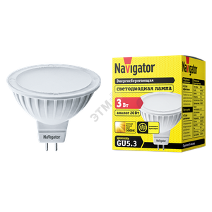 Лампа светодиодная LED 3вт 230в GU5.3 тепло-белая (Navigator Group) 94255