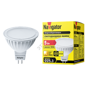 Лампа светодиодная LED 5вт 230в GU5.3 тепло-белая (Navigator Group) 94263