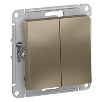 Выключатель двухклавишный ATLASDESIGN схема 5 10АХ механизм шампань (Systeme Electric) ATN000551