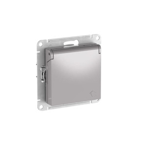 ATLASDESIGN РОЗЕТКА с заземл. со шторк. с крышкой, 16А,IP20, быстрозажимные клеммы, АЛЮМИНИЙ (Systeme Electric) ATN000346S