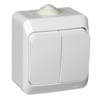 ЭТЮД Выключатель двухклавишный наружный IP44 белый (Systeme Electric) BA10-042B