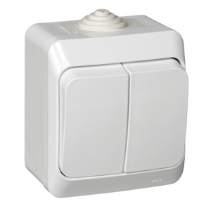 ЭТЮД Выключатель двухклавишный наружный IP44 белый (Systeme Electric) BA10-042B