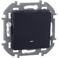 Выключатель 1-клавишный проходной с подсветкой/индикацией 10АХ безвинтовое крепление антрацит INSPIRIA (IEK) 673663