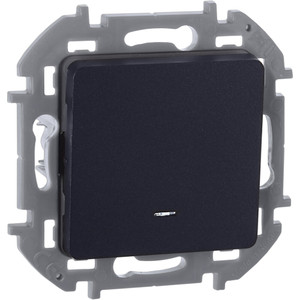 Выключатель 1-клавишный проходной с подсветкой/индикацией 10АХ безвинтовое крепление антрацит INSPIRIA (IEK) 673663