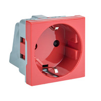 Розетка 45х45 (2 модуля), с заземлением, красная, прямая (EKF) E2MR16-028-70