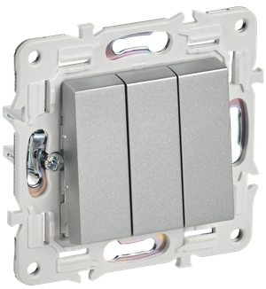 SKANDY Выключатель 3-клавишный 10А SK-V11S серебряный IEK (IEK) SK-V30-0-10-K23