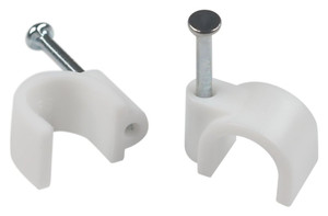 Скоба пластиковая крепежная круглая 12 мм белая NO-225-281 (10 шт/уп) (ЭРА) Б0066674