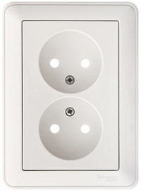 W59 Розетка двойная скрытая без заземления 16А белая (Systeme Electric) RS16-254-18