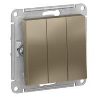Выключатель трехклавишный ATLASDESIGN схема 1+1+1 10АХ механизм шампань (Systeme Electric) ATN000531
