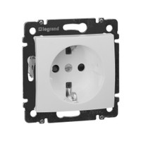 Розетка 1-местная с заземлением с защитными шторками 16А белый VALENA (IEK) 774421