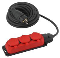 Удлинитель силовой UK-3e-3x1,5-5m-IP44KG с заземлением 3 розетки каучук 5м КГ 3х1,5мм2 IP44 (ЭРА) Б0057579