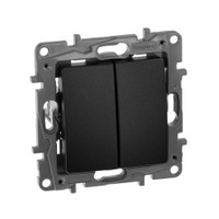 Выключатель 2-клавишный 10А безвинтовое крепление антрацит ETIKA (IEK) 672602