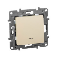 Выключатель 1-клавишный проходной с подсветкой/индикацией 10А безвинтовое крепление слоновая кость ETIKA (IEK) 672315