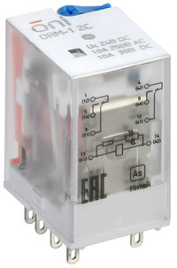 Реле интерфейсное ORM 2C 24В DC со светодиодом и тестовой кнопкой (ONI) ORM-1-2C-DC24V-L-B