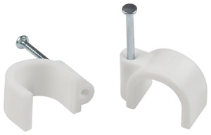 Скоба пластиковая крепежная круглая 12 мм белая NO-224-573 (50 шт/уп) (ЭРА) Б0066643