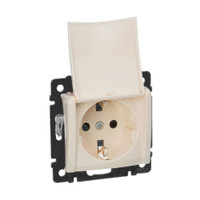 Розетка 1-местная с заземлением с защитными шторками и крышкой 16А IP20 слоновая кость VALENA (IEK) 774322