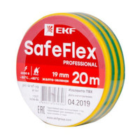 Изолента ПВХ желто-зеленая 19мм 20м серии SafeFlex (EKF) plc-iz-sf-yg