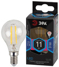 Лампа светодиодная декоративная LED 11 Вт 1430Лм 4000К шар, филамент нейтральный E14 230В F-LED P45-11w-840-E14 (ЭРА) Б0047014
