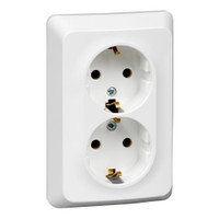 ЭТЮД Розетка двойная скрытой установки с заземлением без шторок 16А 250B, белый (Systeme Electric) PC16-107B