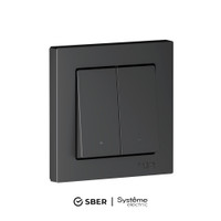 ATLASDESIGN SMART 2-кл. ВЫКЛЮЧАТЕЛЬ с подсв., Zigbee, сх.5, L+N, 10А, мех., КАРБОН (Systeme Electric) ATN001053Z