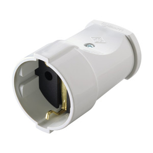 Штепсель 1 гнездо с заземлением белый (Makel) 10003