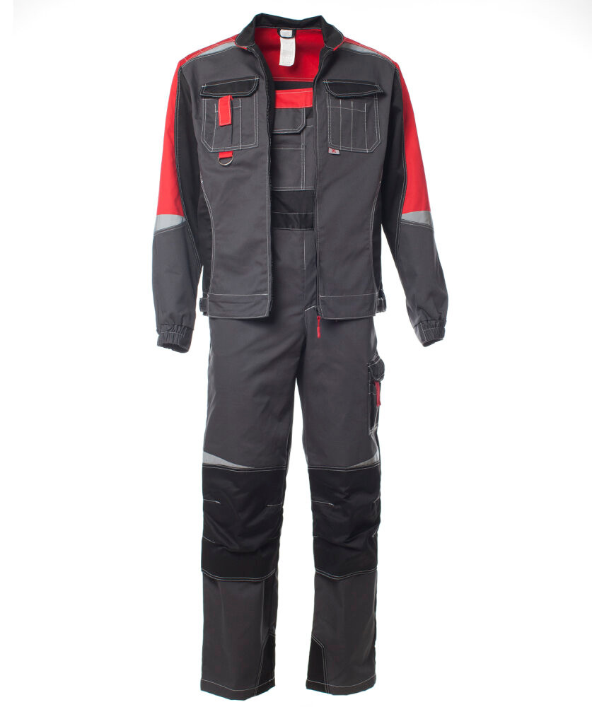Костюм мужской ФОРМУЛА, куртка/полукомбинезон, цвет темно-серый/красный/чёрный, р. 56-58/170-176 (Эталон-Спецодежда) 100586