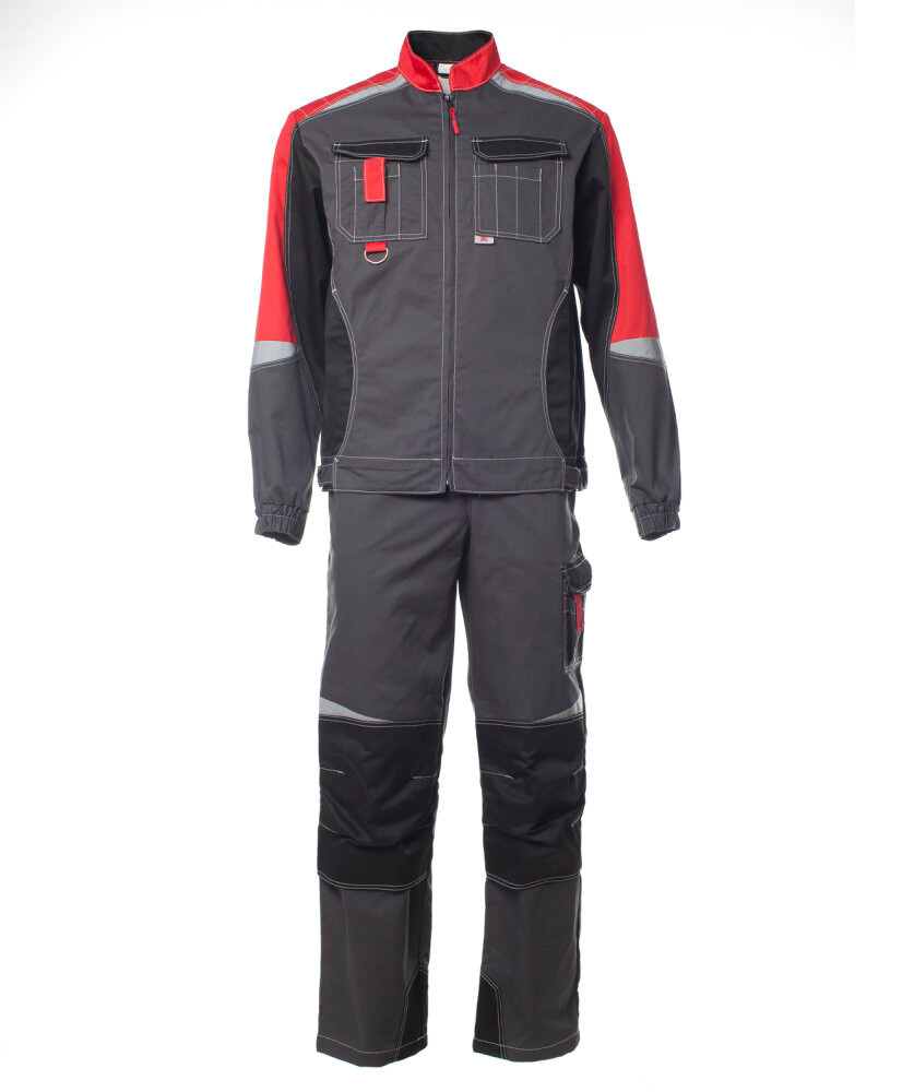 Костюм мужской ФОРМУЛА, куртка/полукомбинезон, цвет темно-серый/красный/чёрный, р. 56-58/170-176 (Эталон-Спецодежда) 100586