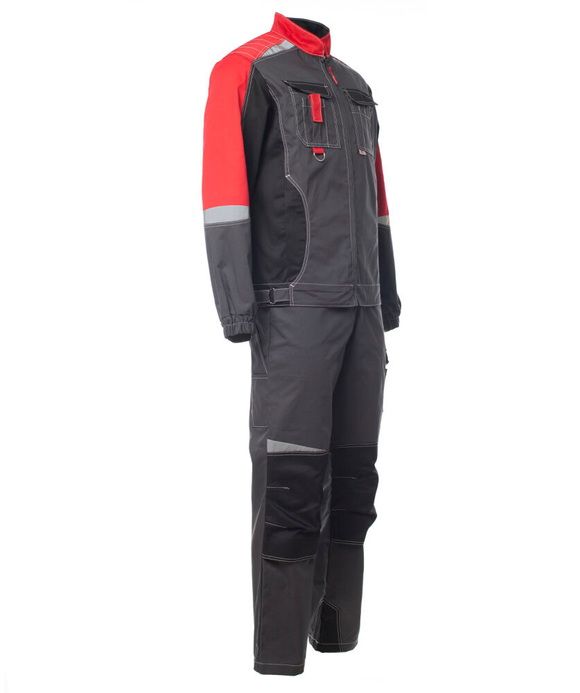 Костюм мужской ФОРМУЛА, куртка/полукомбинезон, цвет темно-серый/красный/чёрный, р. 56-58/170-176 (Эталон-Спецодежда) 100586