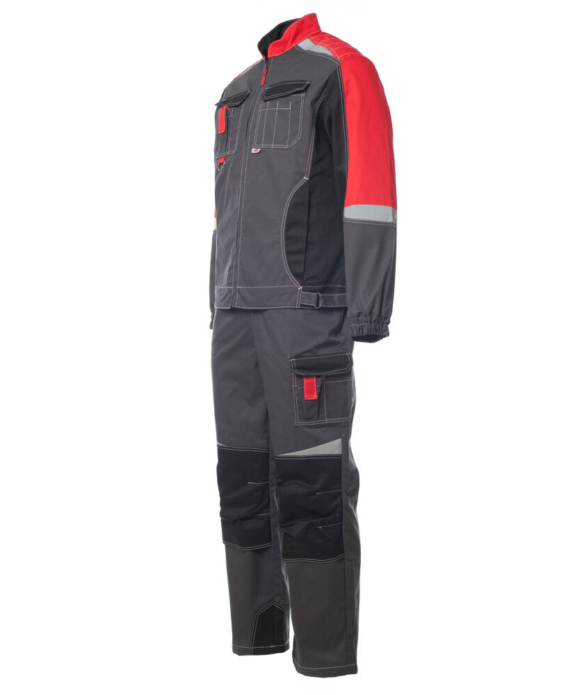 Костюм мужской ФОРМУЛА, куртка/полукомбинезон, цвет темно-серый/красный/чёрный, р. 56-58/170-176 (Эталон-Спецодежда) 100586