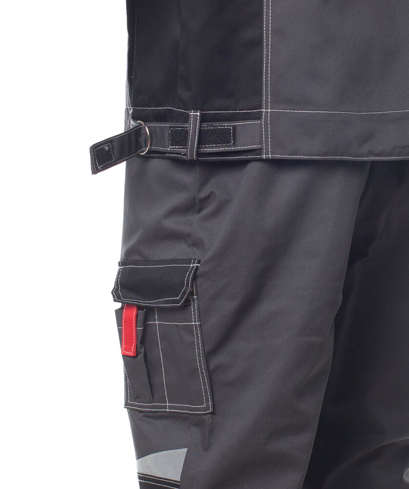 Костюм мужской ФОРМУЛА, куртка/полукомбинезон, цвет темно-серый/красный/чёрный, р. 56-58/170-176 (Эталон-Спецодежда) 100586