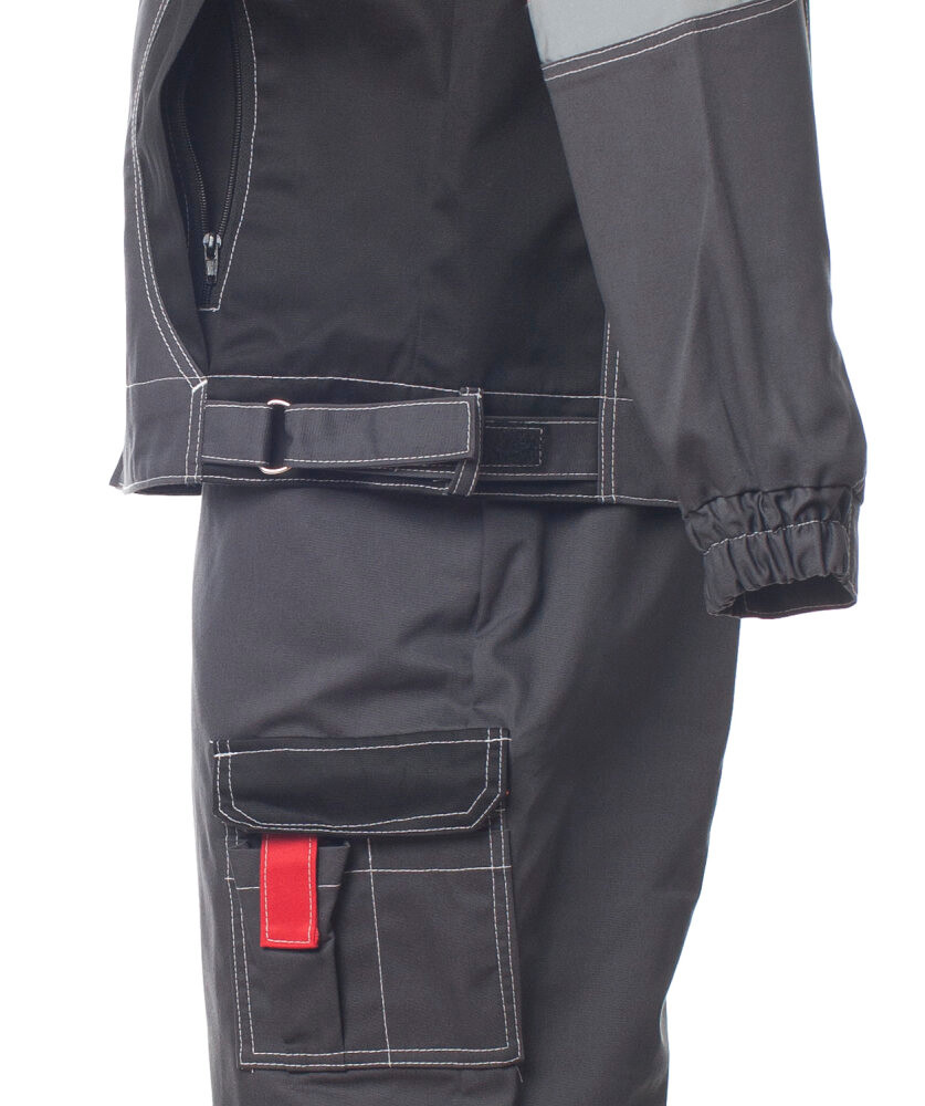 Костюм мужской ФОРМУЛА, куртка/полукомбинезон, цвет темно-серый/красный/чёрный, р. 56-58/170-176 (Эталон-Спецодежда) 100586