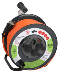 Удлинитель силовой RMx-4es-3x2.5-40m-IP44 на металлической катушке с заземлением с выключателем 4 розетки 40м ПВС (ЭРА) Б0052921